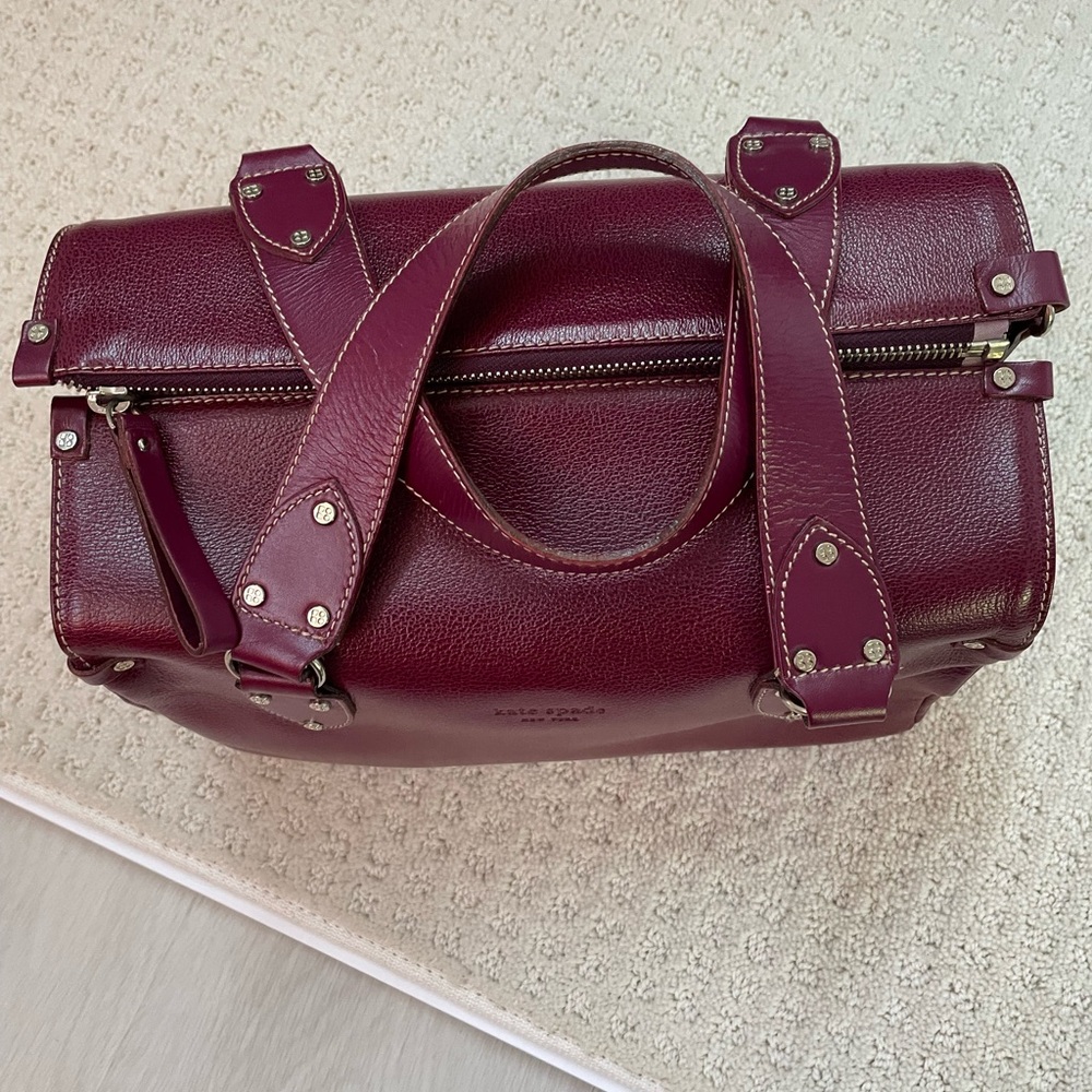 Kate Spade New York Pebble Leather Satchel in Burgundy/red. Vintage vibe - Picture 5 of 15